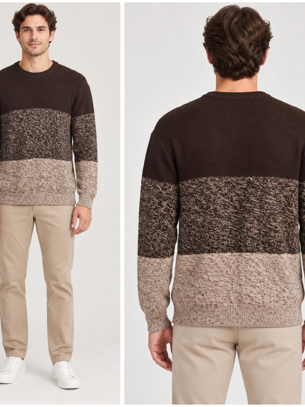 Ben Sherman Long Sleeve Sweater In Brown